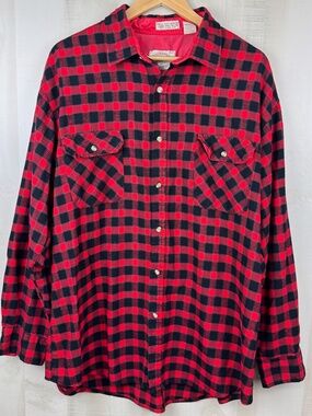 Vintage Saugatuck Dry Goods Men’s Buffalo Plaid Flannel Shirt Nylon Lined XLT